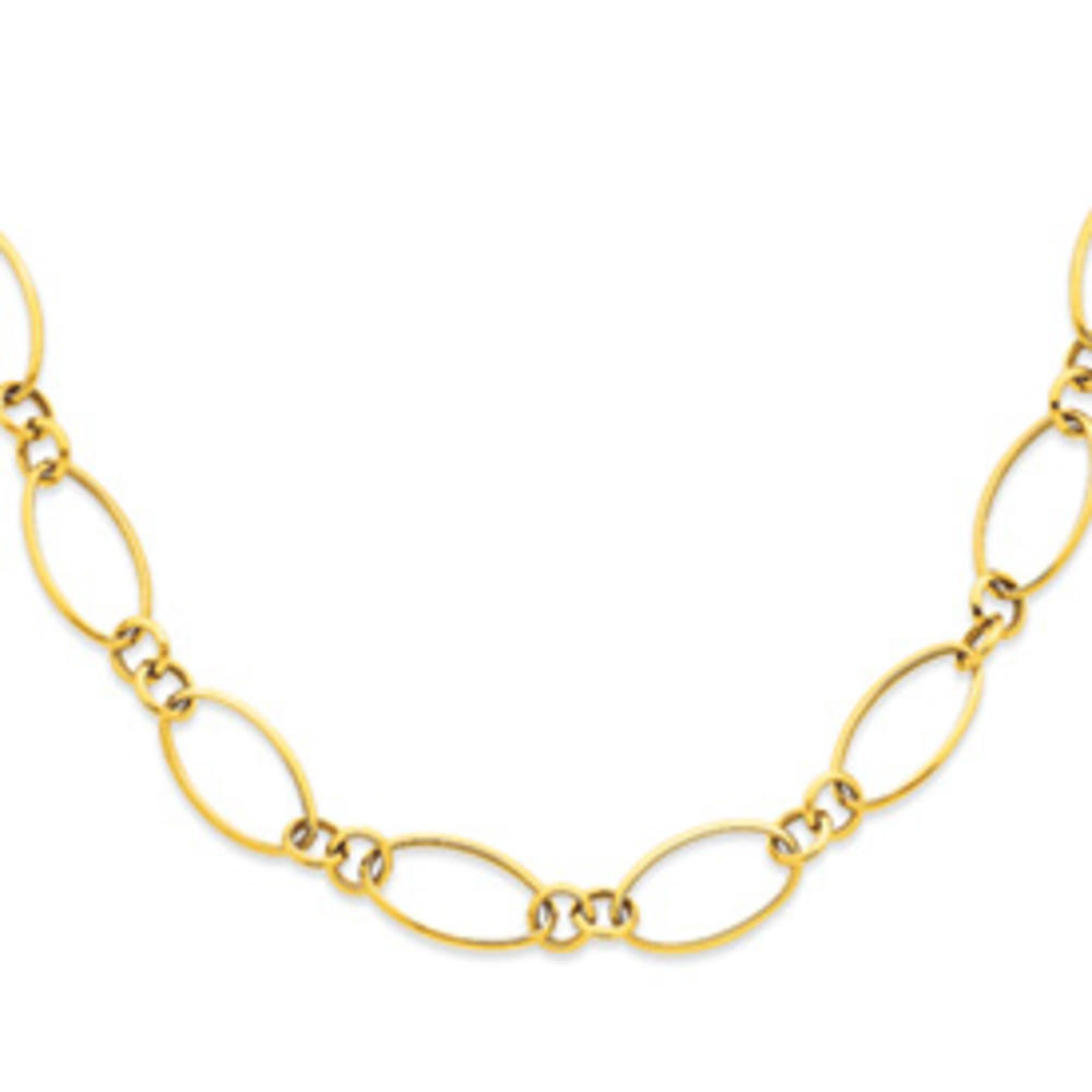 Jewelryweb 14k Polished Oval Link Necklace - 36 Inch - Lobster Claw