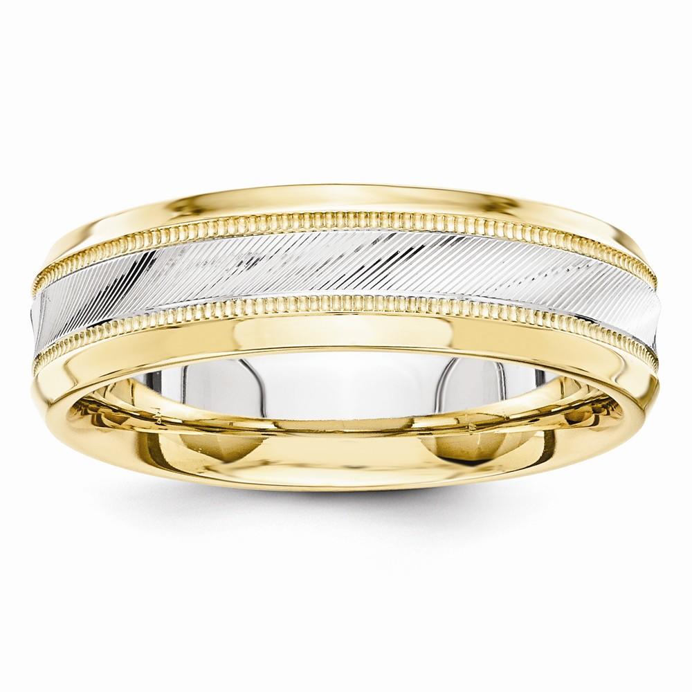 Jewelryweb 14k Two-Tone 6mm Flared-Edge Size 6.5 Wedding Band Ring