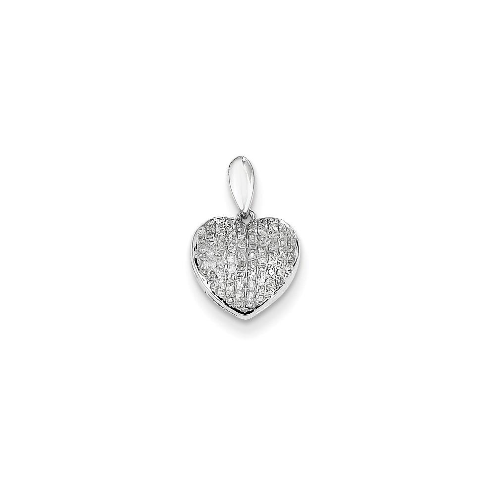 Jewelryweb 14k White Gold Diamond Heart Shaped Pendant