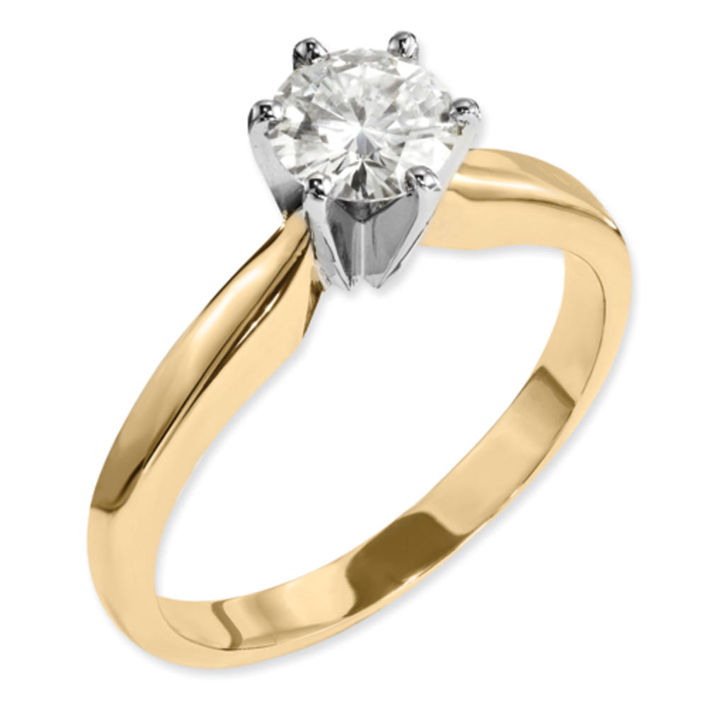 Jewelryweb 14k Two-tone Moissanite 8mm Round Solitaire Ring