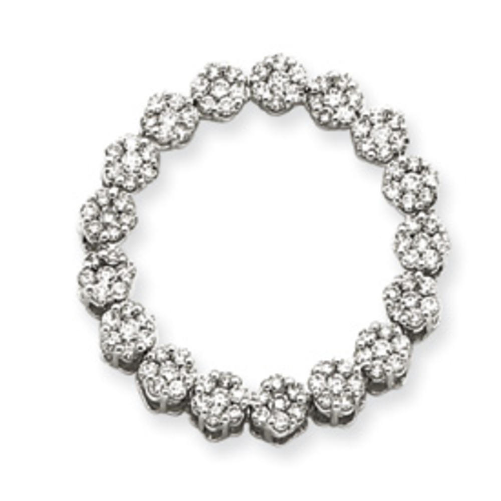 Jewelryweb 14k White Gold Diamond Circle Pendant With Chain - Measures 24x24mm