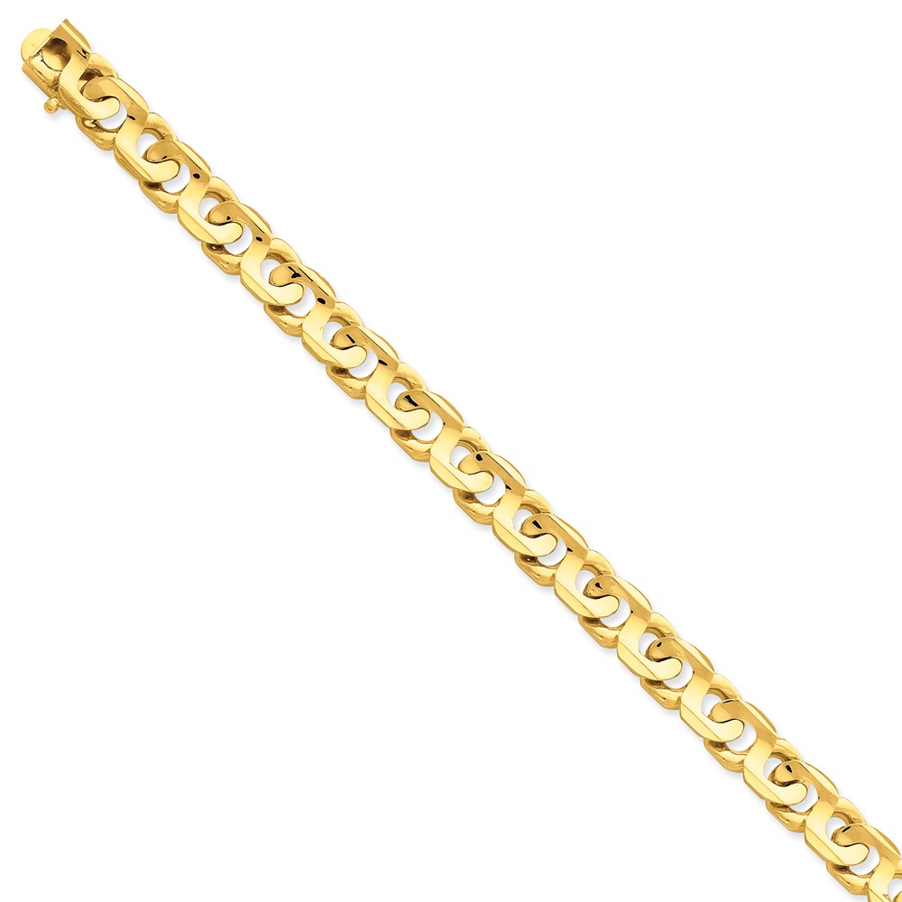 Jewelryweb 14k Yellow Gold 9mm Hand-polished Fancy Link Chain Necklace - 24 Inch