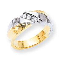 Jewelryweb 14k Two-tone Diamond mens Band Ring - Size 10