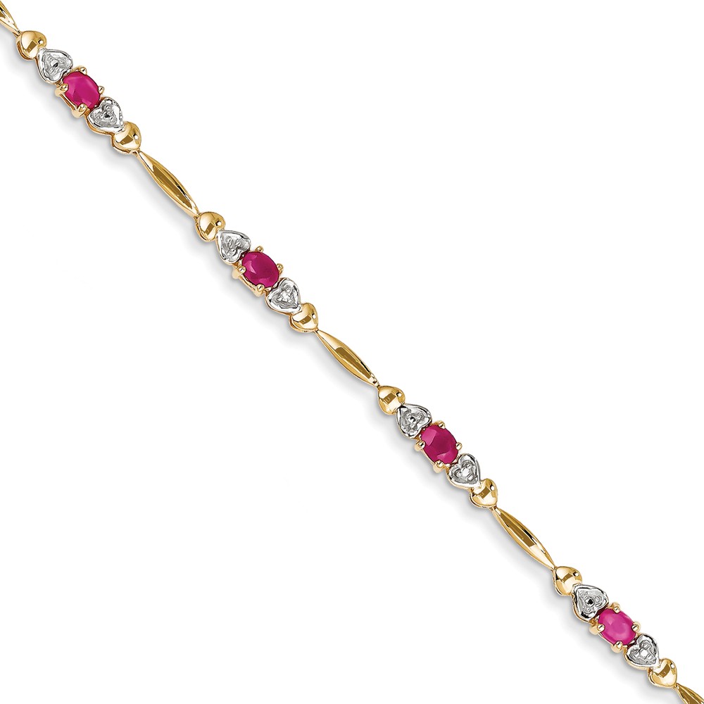 Jewelryweb 14k Diamond and African Ruby Bracelet