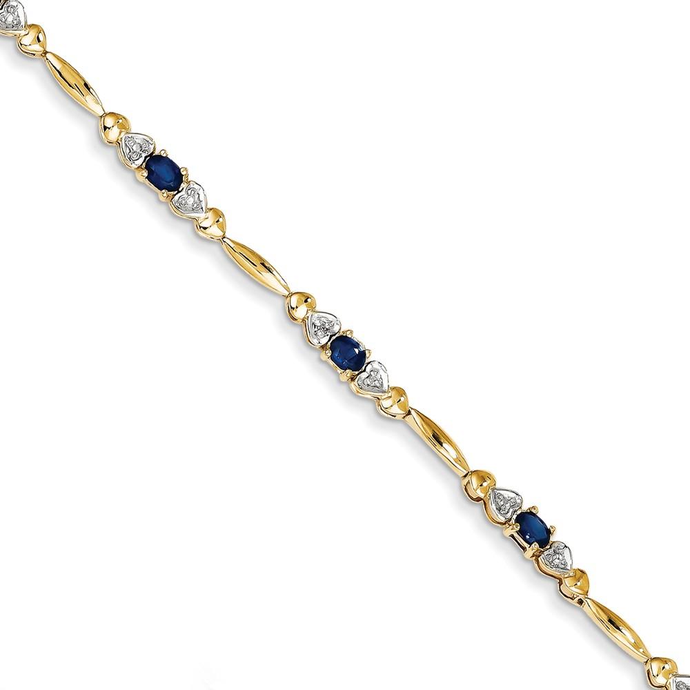 Jewelryweb 14k Yellow Gold Diamond and Sapphire Bracelet
