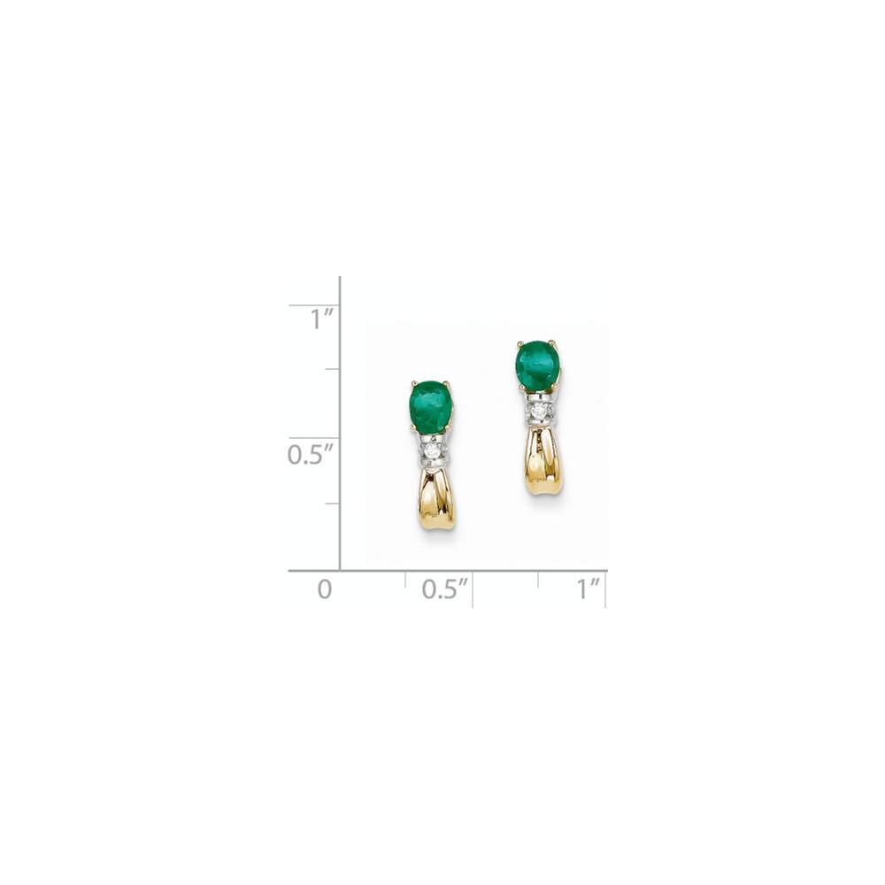 Jewelryweb 14k Yellow Gold Diamond and Emerald Earrings
