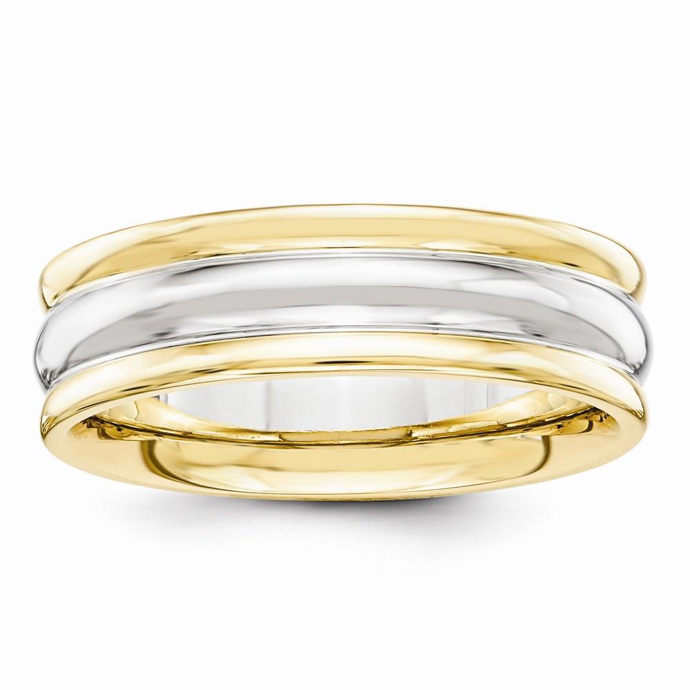 Jewelryweb 14k Two-Tone Gold 6mm Ridged Size 8 Wedding Band Ring