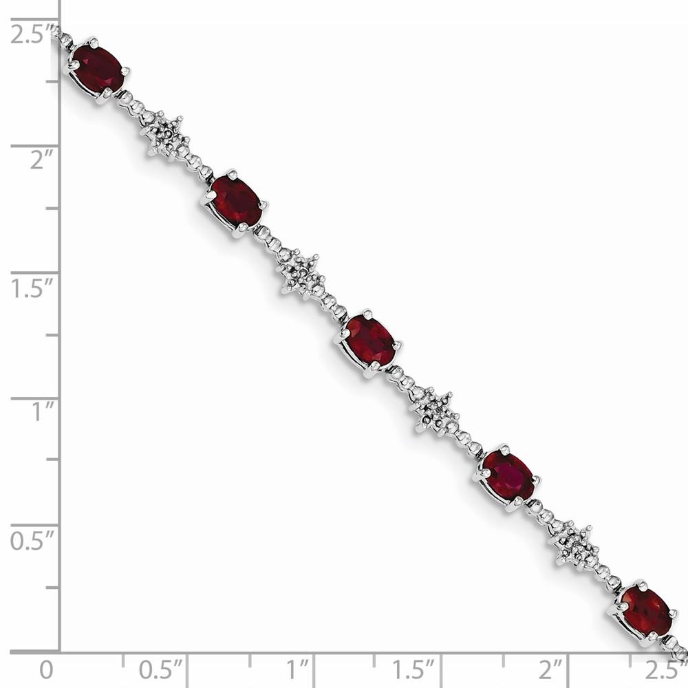 Jewelryweb Sterling Silver African Ruby and Diamond Bracelet