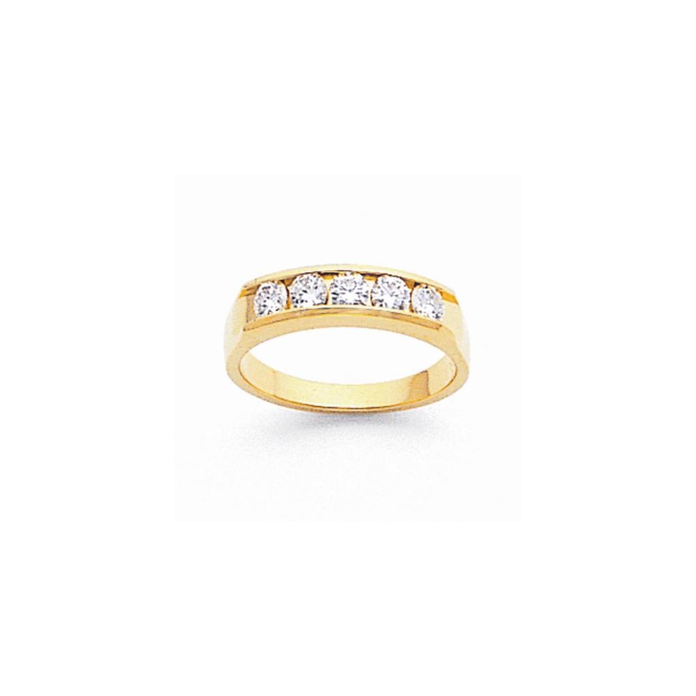 Jewelryweb 14k Yellow Gold Diamond Channel Band Ring