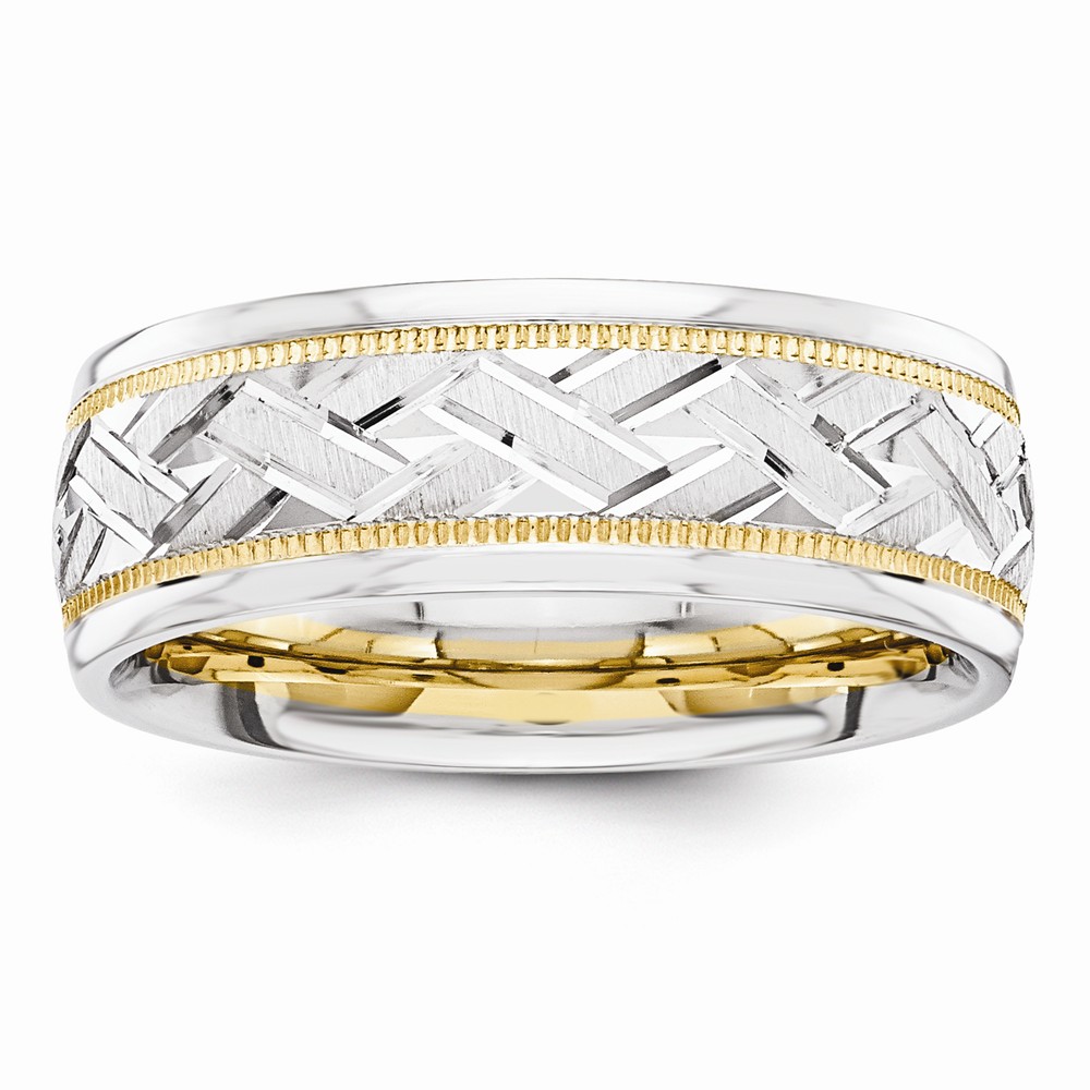 Jewelryweb 14k 7mm Design-Etched Size 10.5 Wedding Band Ring