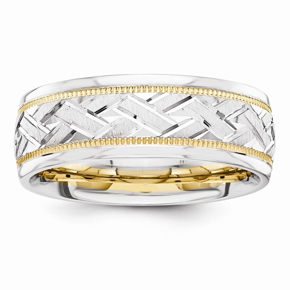 Jewelryweb 14k 7mm Design-Etched Size 12.5 Wedding Band Ring