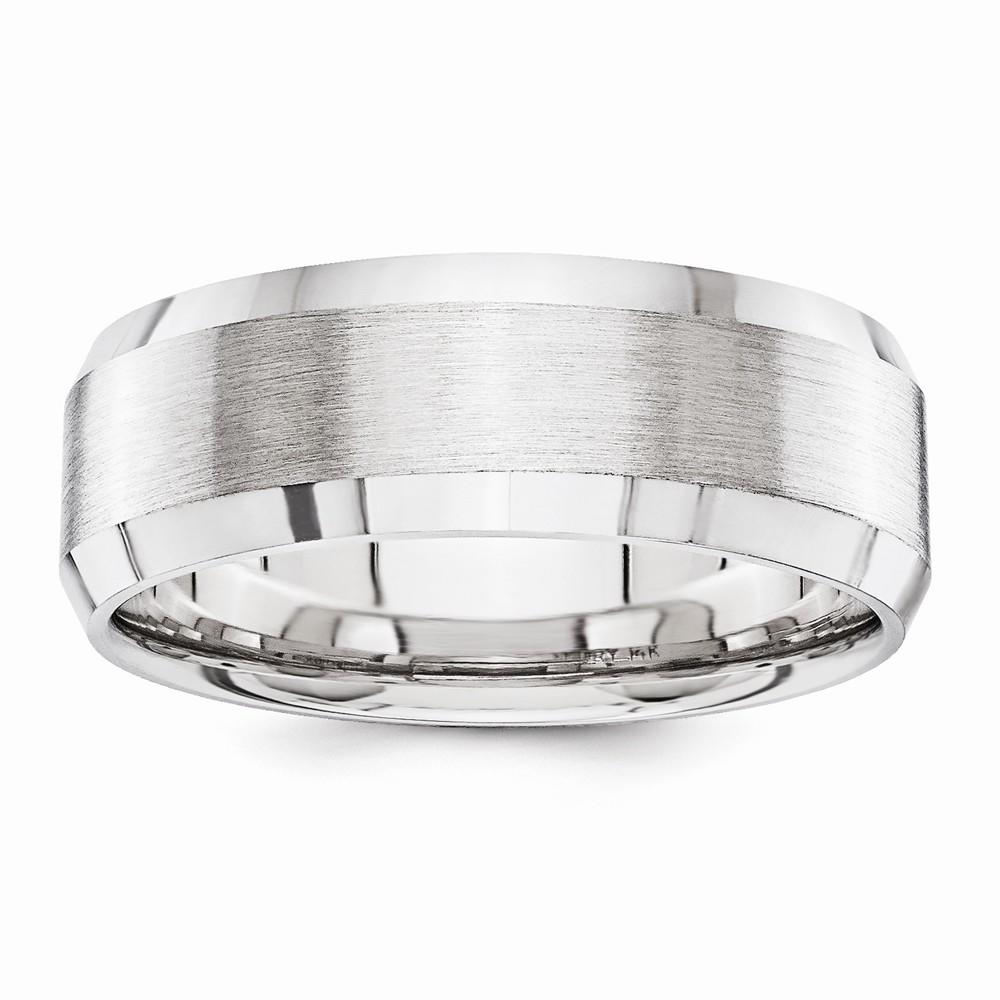Jewelryweb 14k White Gold Satin Finish 7mm Wedding Band Ring - Size 12
