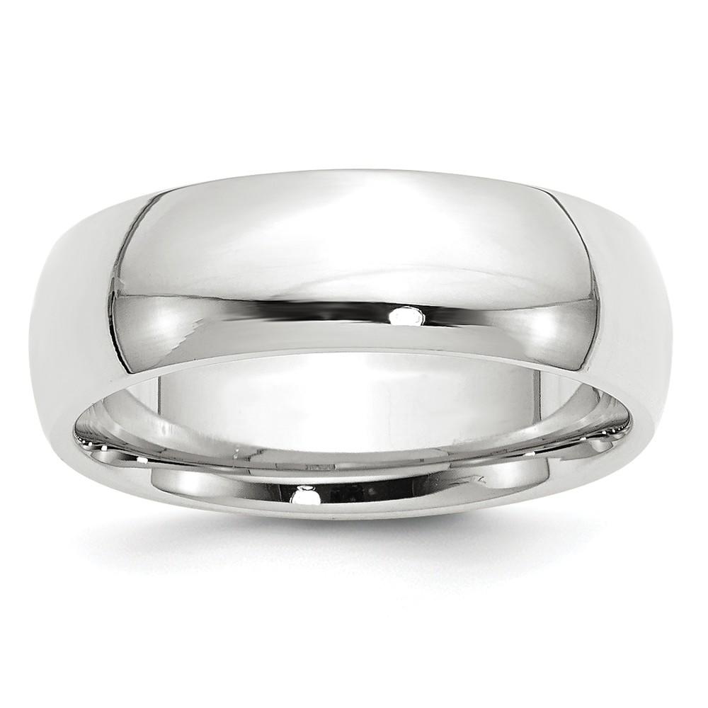 Jewelryweb Palladium Medium Weight Comfort Fit 7.00mm Band Ring - Size 7