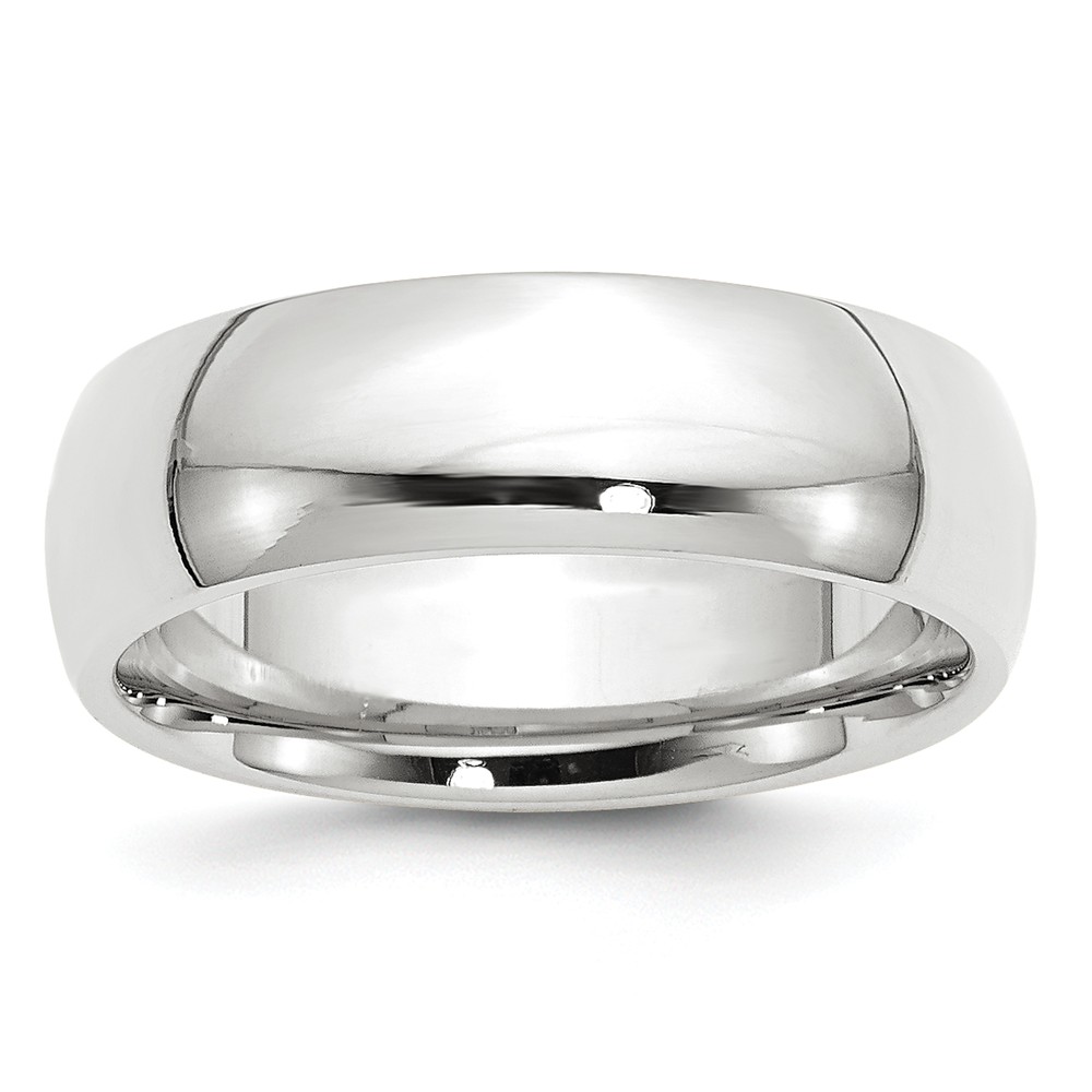 Jewelryweb Palladium Heavy Weight Comfort Fit 7.00mm Band Ring - Size 5.5