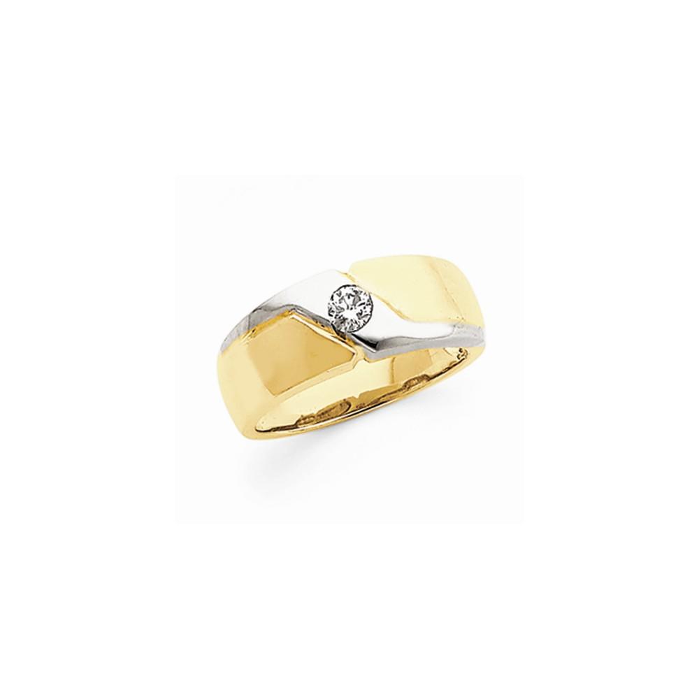 Jewelryweb 14k Two-tone Diamond Mens Band Ring