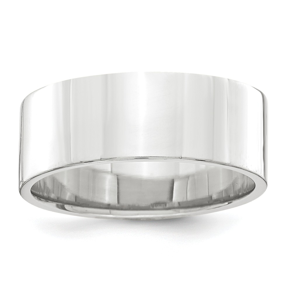 Jewelryweb Palladium Flat Comfort Fit 7.00mm Band Ring - Size 8
