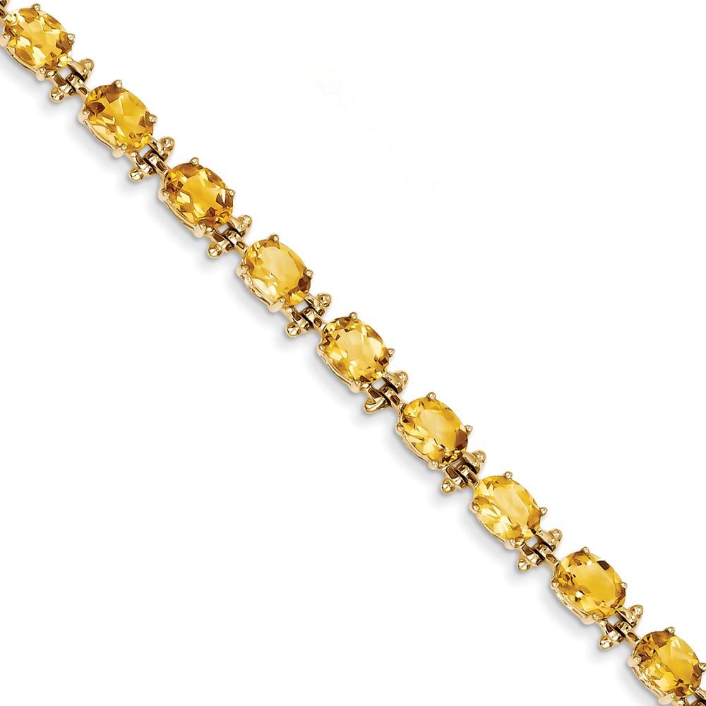Jewelryweb 14k Yellow Gold Citrine Bracelet - 7 Inch - 7mm - Box Clasp