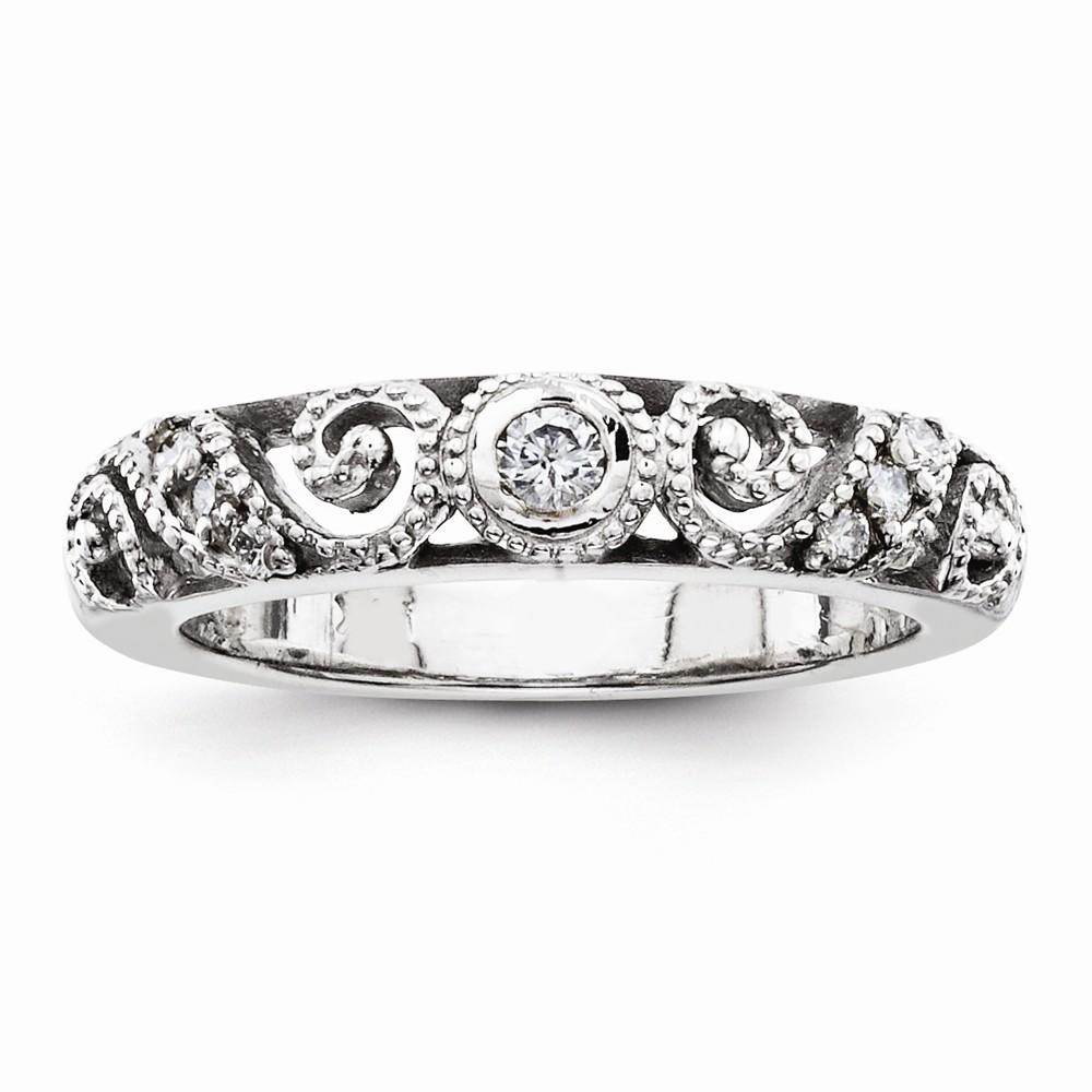 Jewelryweb 14k White Gold Diamond Wedding Band Ring