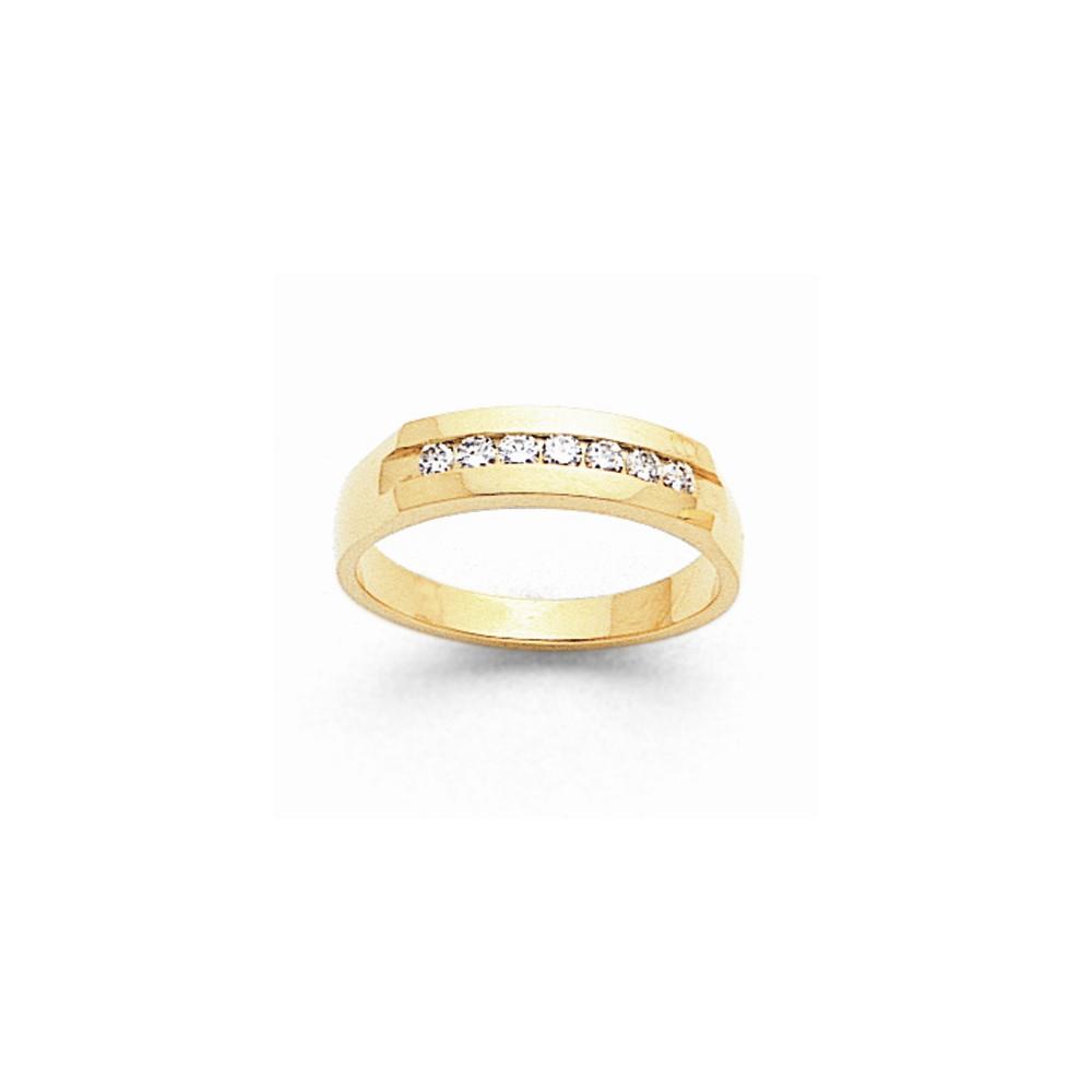 Jewelryweb 14k Yellow Gold Diamond Mens Channel Band Ring