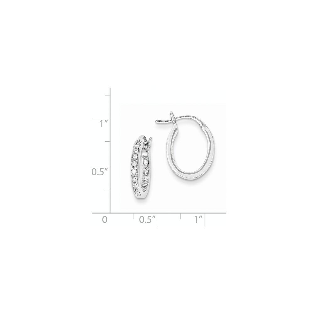 Jewelryweb 14k White Gold Diamond In Out Hoop Earrings