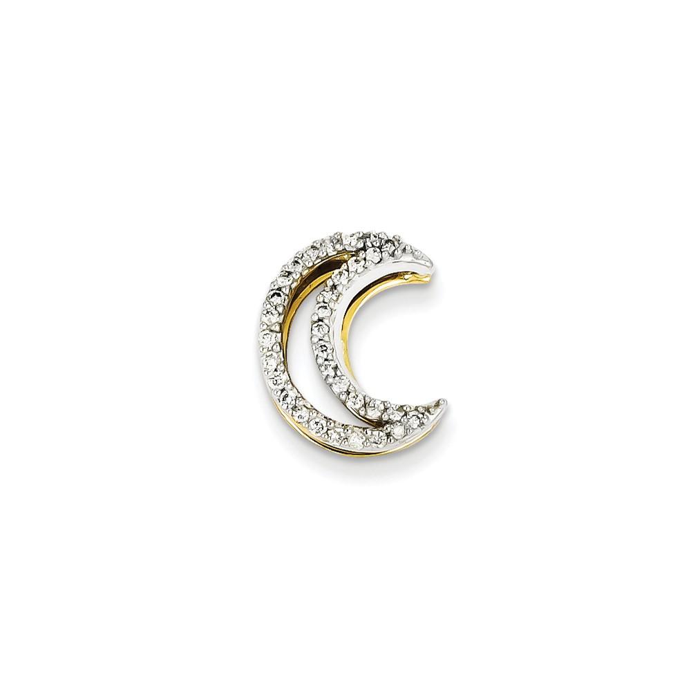 Jewelryweb 14k Two-Tone Gold Diamond Moon Slide