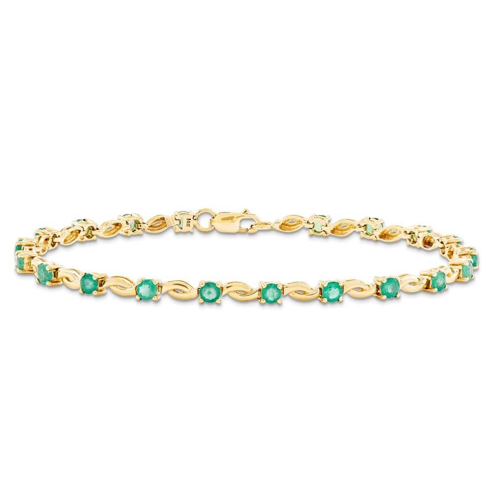 Jewelryweb 14k Yellow Gold Emerald Round Bracelet