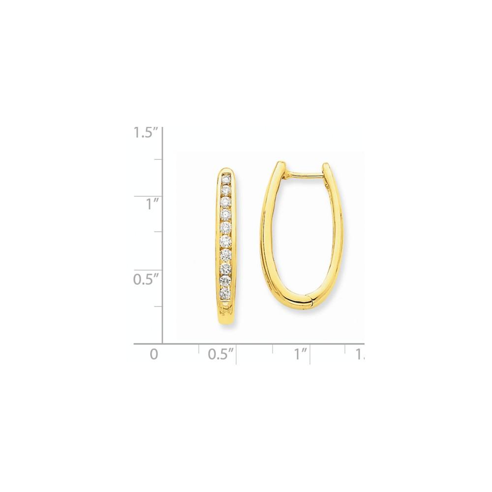 Jewelryweb 14k Yellow Gold Diamond Oval Hoop Earrings