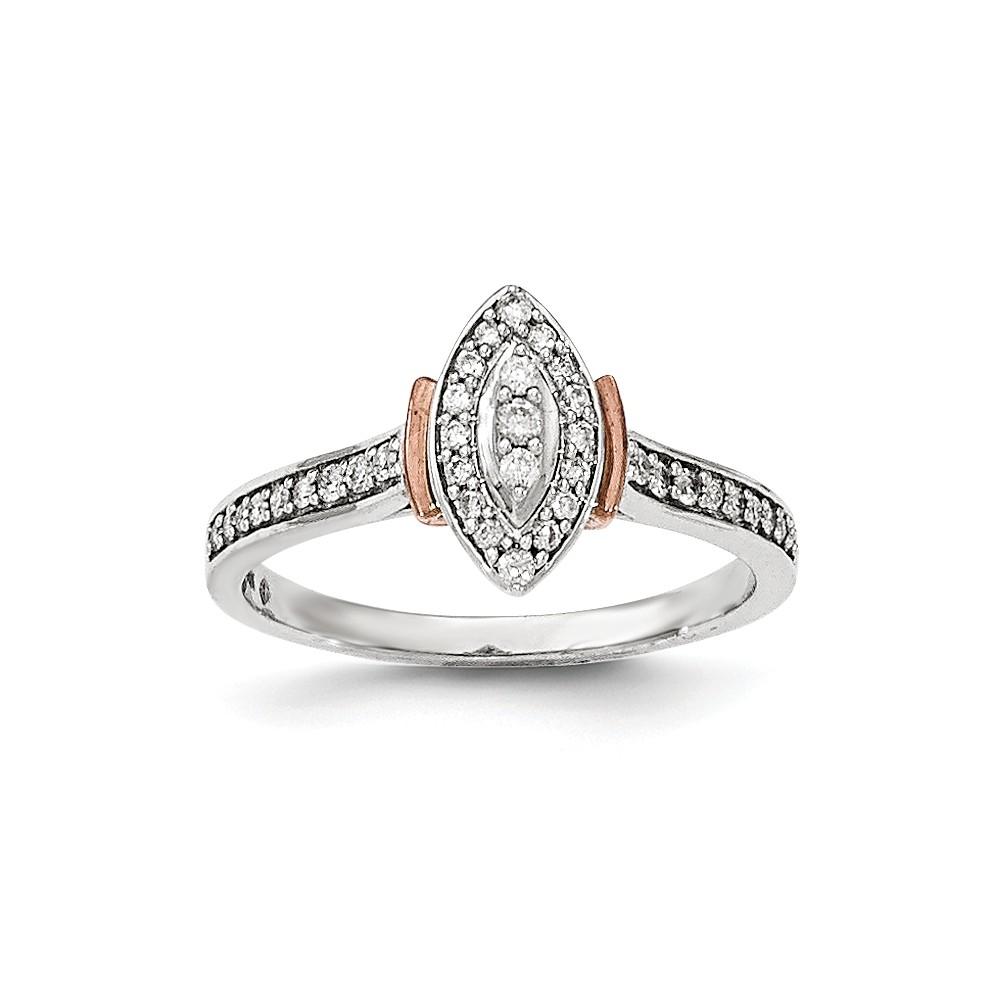 Jewelryweb 14kt White and Rose Gold Polished Marquise Shaped Diamond Ring