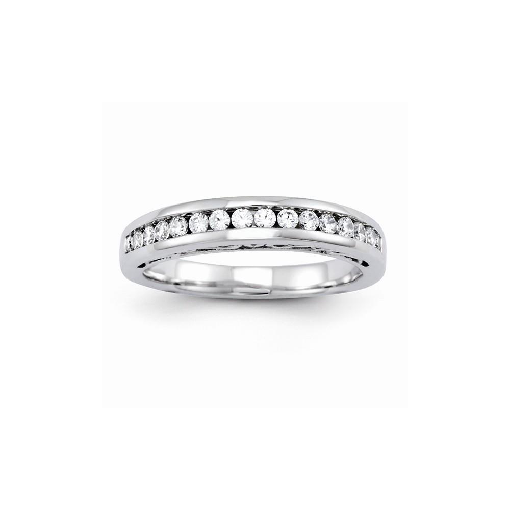Jewelryweb 14k White Gold Diamond Wedding Band Ring