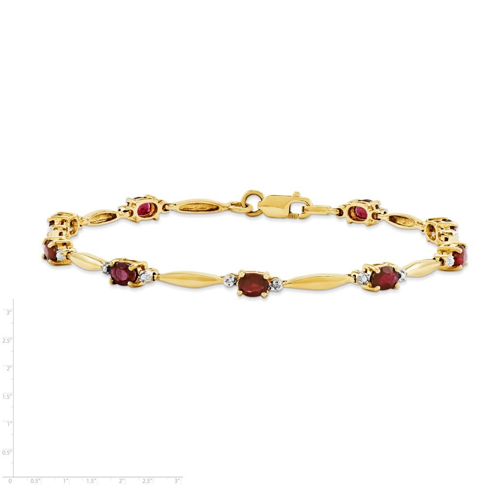 Jewelryweb 14k Diamond and African Ruby Oval Bracelet