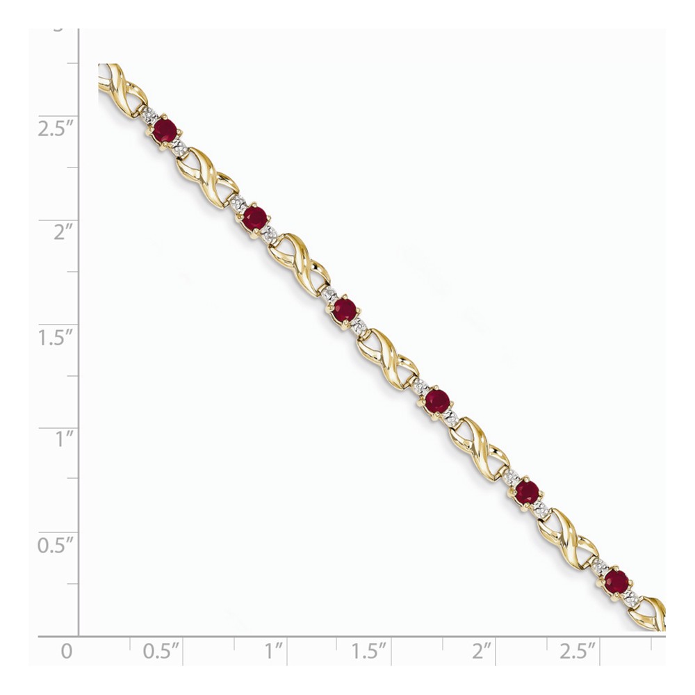 Jewelryweb 14k Diamond and African Ruby Round Bracelet