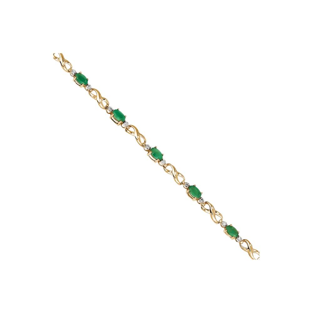 Jewelryweb 14k Yellow Gold Diamond and Emerald Bracelet