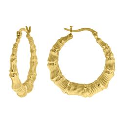 Jewelryweb 10k Yellow Gold Womens Bamboo Hoop Earrings - Measures 29.3x28.70mm Wide