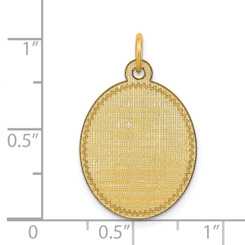 Jewelryweb 14k Yellow Gold Patterned .027 Gauge Engraveable Oval Disc Charm
