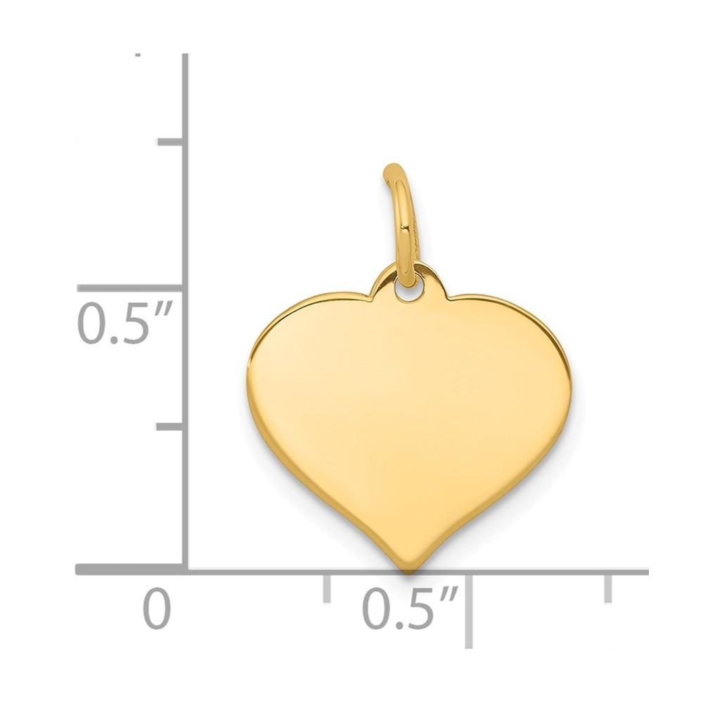 Jewelryweb 14k Yellow Gold Heart Disc Charm