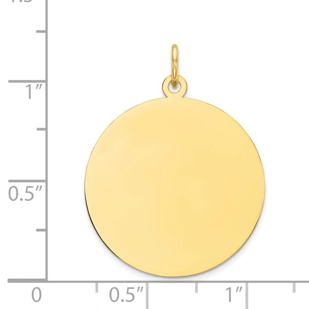 Jewelryweb 10k Yellow Gold Plain .013 Gauge Circular Engraveable Disc Charm - Measures 29x22mm Wide