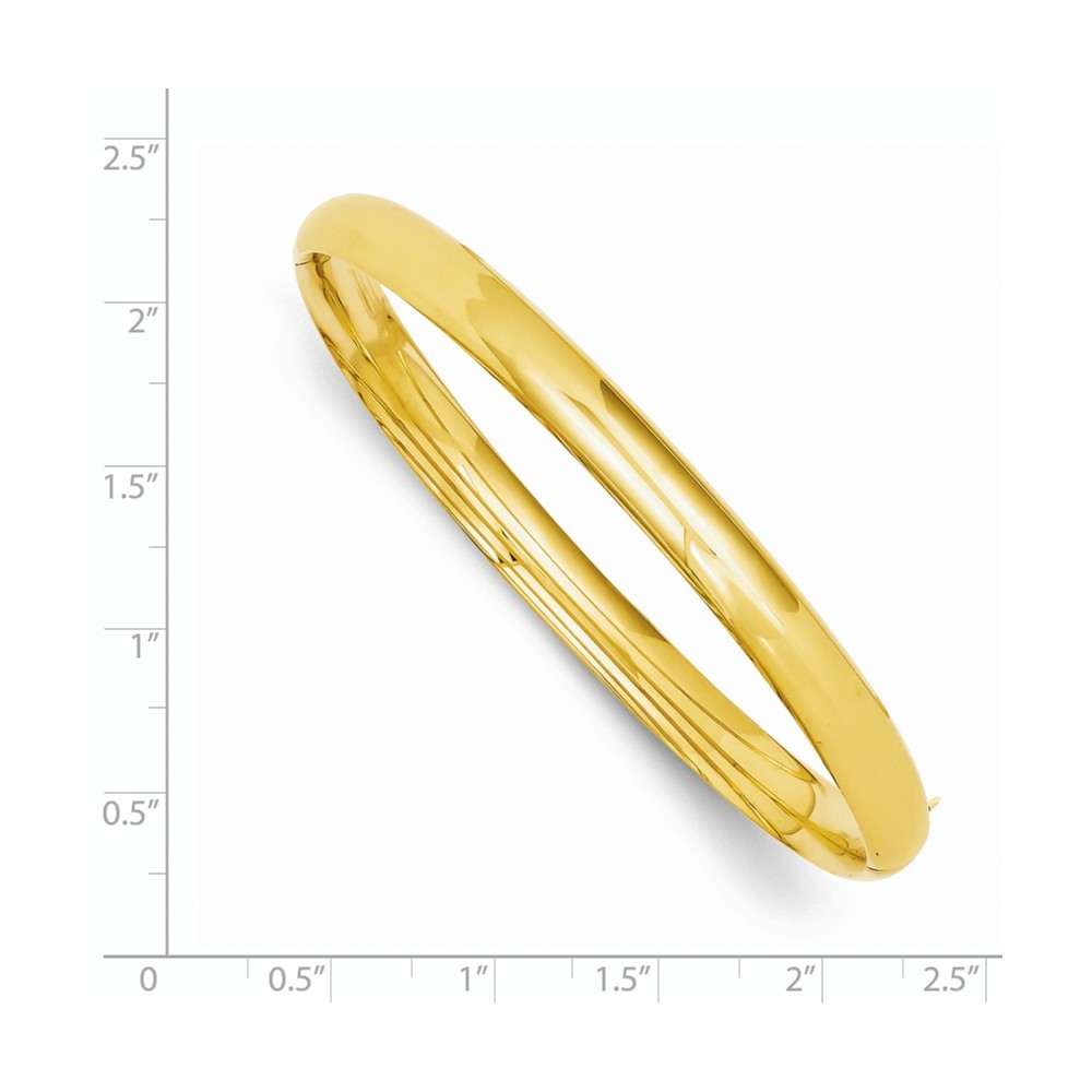 Jewelryweb 14k Yellow Gold 6mm Oversize High Polished Hinged Bangle Bracelet