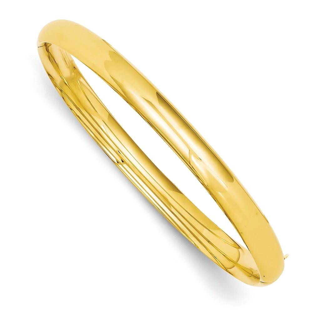 Jewelryweb 14k Yellow Gold 6mm Oversize High Polished Hinged Bangle Bracelet