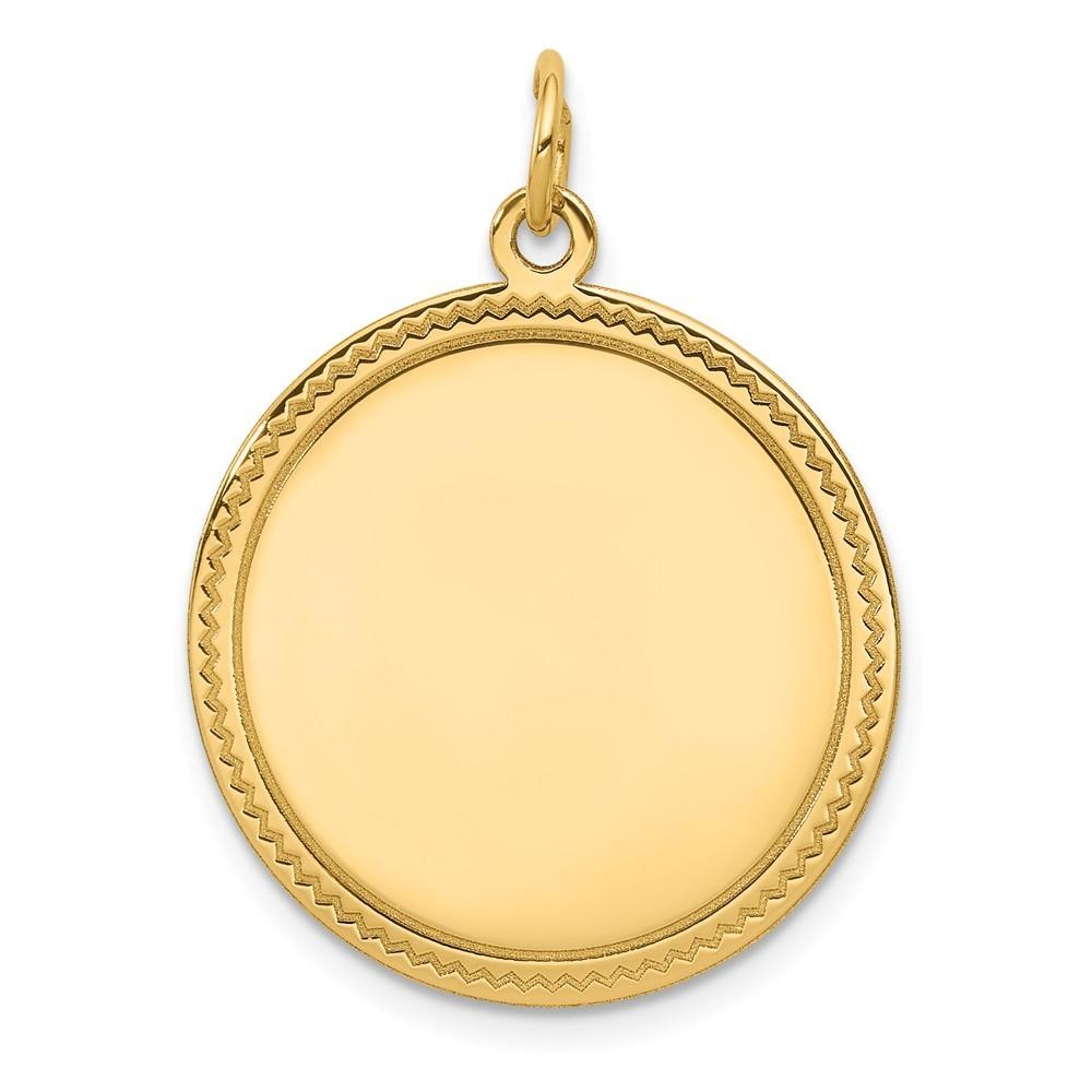 Jewelryweb 14k Yellow Gold Plain .035 Gauge Engraveable Round Disc Charm - Measures 29x23mm Wide