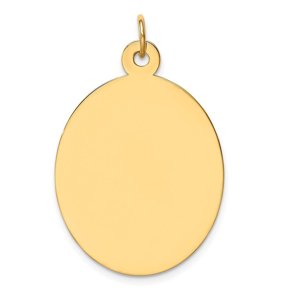 Jewelryweb 14k Yellow Gold Plain .027 Gauge Engraveable Oval Disc Charm - Measures 37x22mm Wide