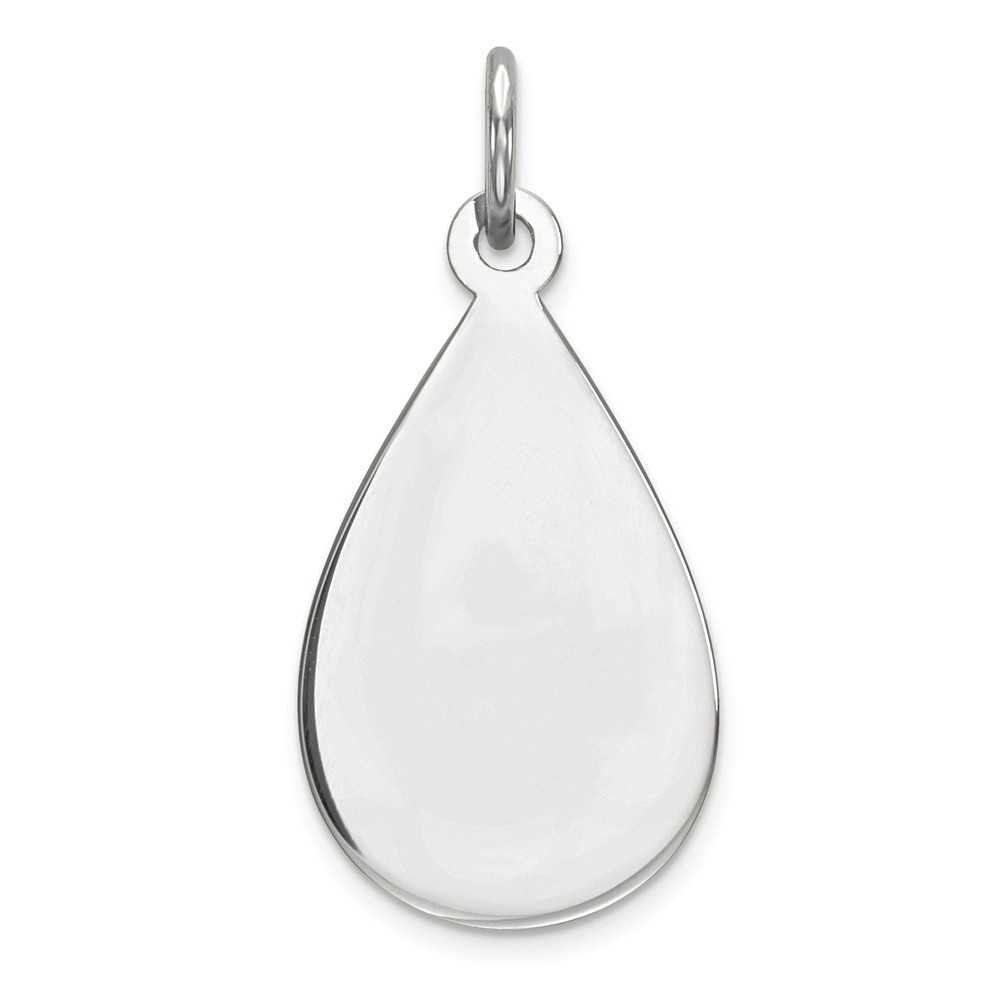 Jewelryweb Sterling Silver Engraveable Teardrop Disc Charm
