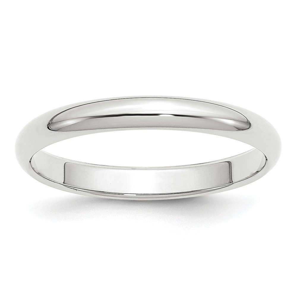 Jewelryweb 10k White Gold 3mm Half Round Band Size 6 Ring