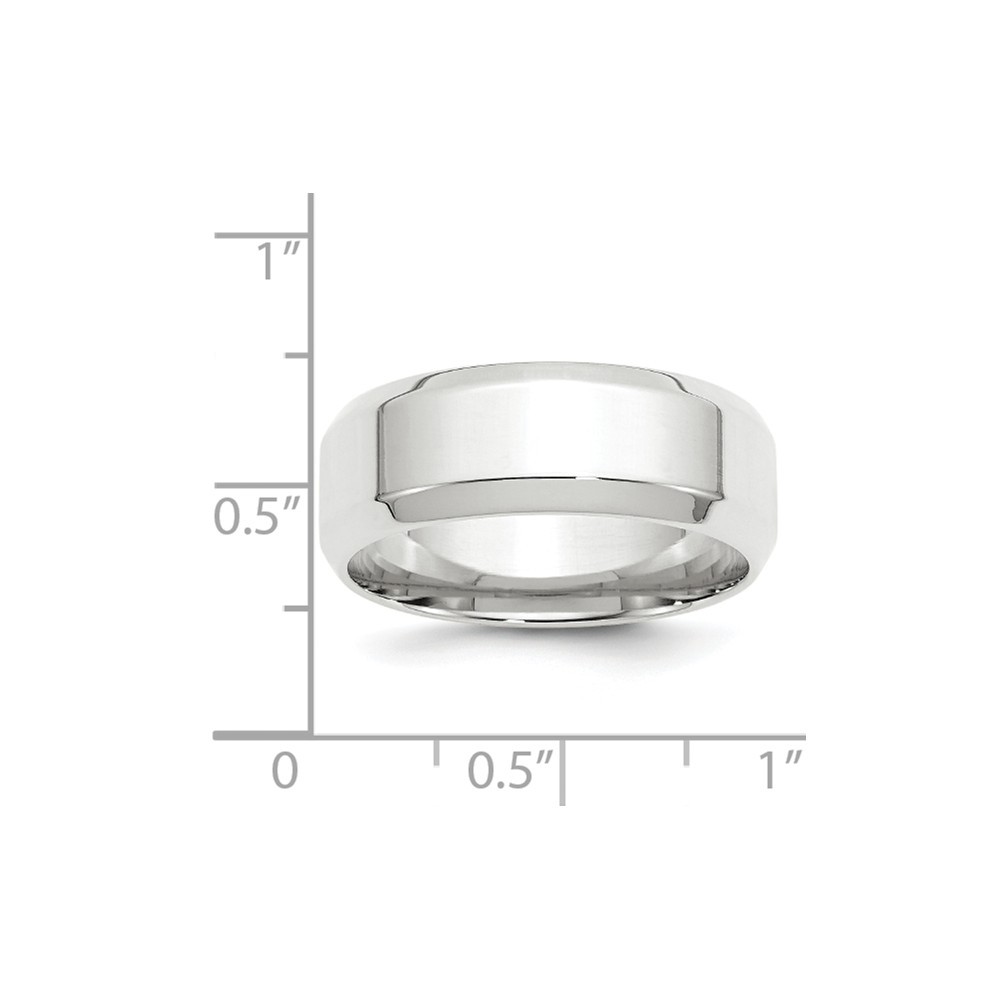 Jewelryweb 10k White Gold 8mm Bevel Edge Comfort Fit Band Size 8.5 Ring