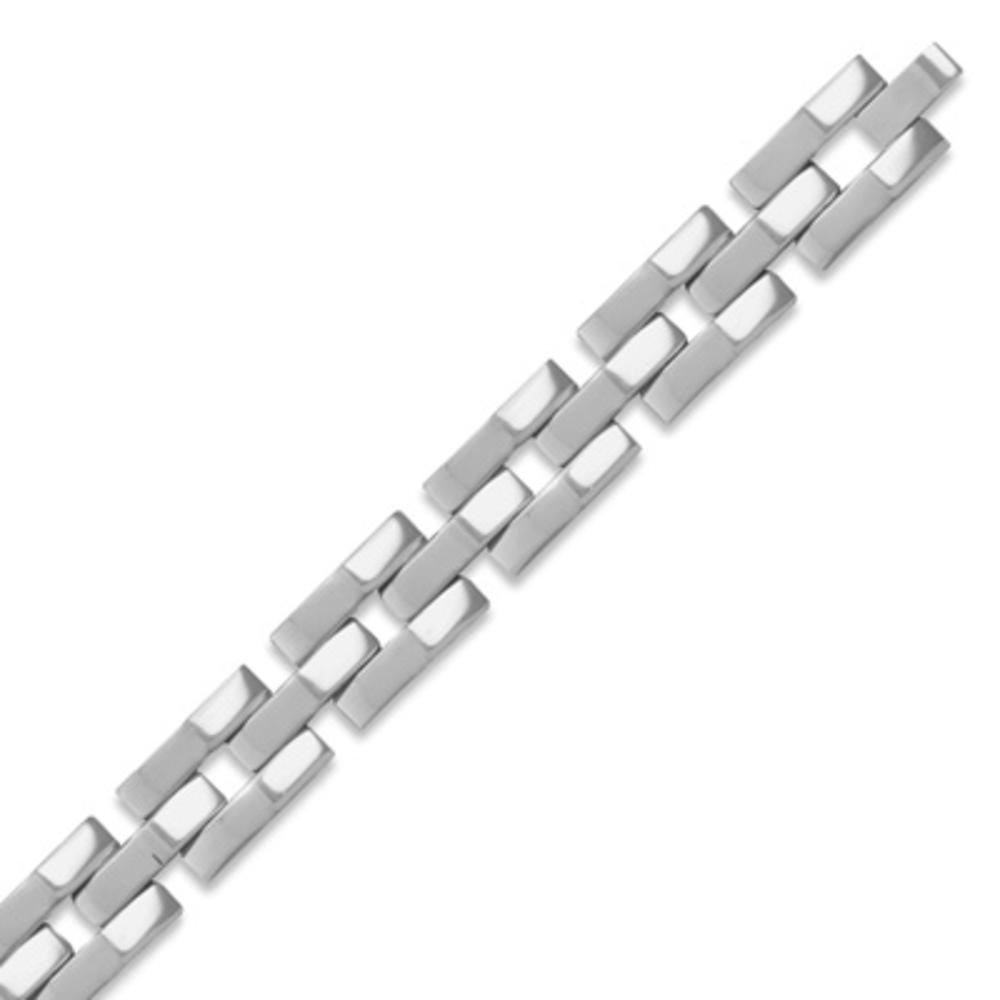 Jewelryweb 8.75 Inch Mens 316l Stainless Steel 3 Row Link Bracelet.