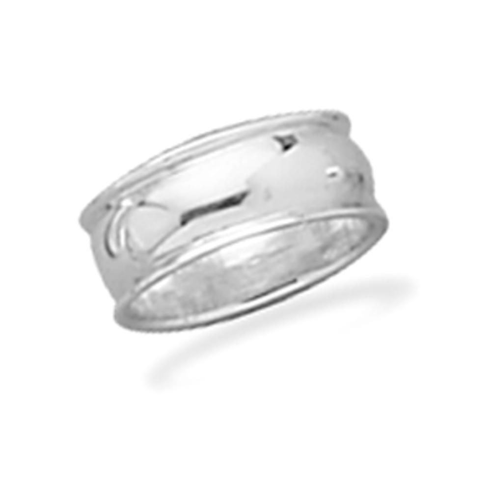 Jewelryweb Sterling Silver 7.5mm Rimmed Band Ring - Size 11