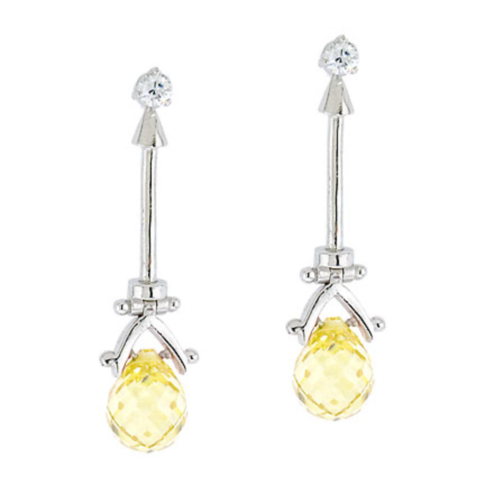 Jewelryweb Canary Yellow Crystal Briolette Drop Earrings Jewelry