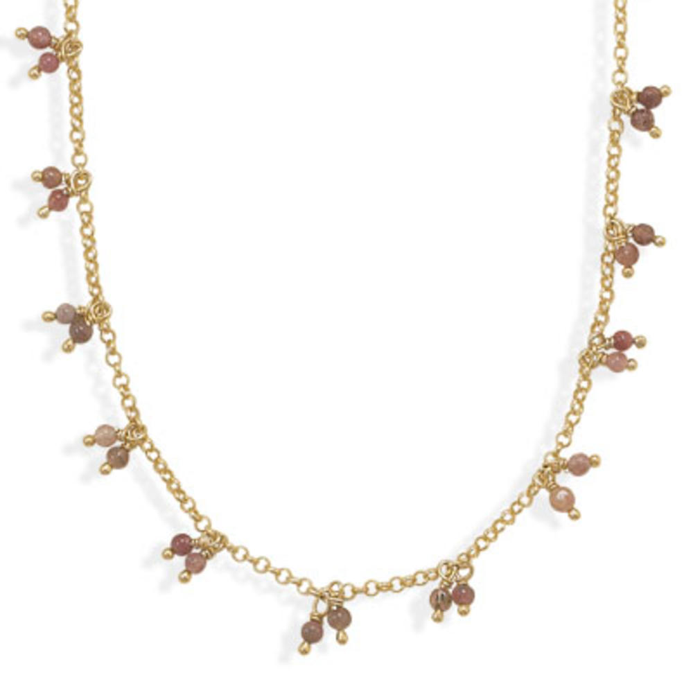 Jewelryweb 16 Inch+2 Inch 14 Karat Gold-Flashed Tourmaline Necklace