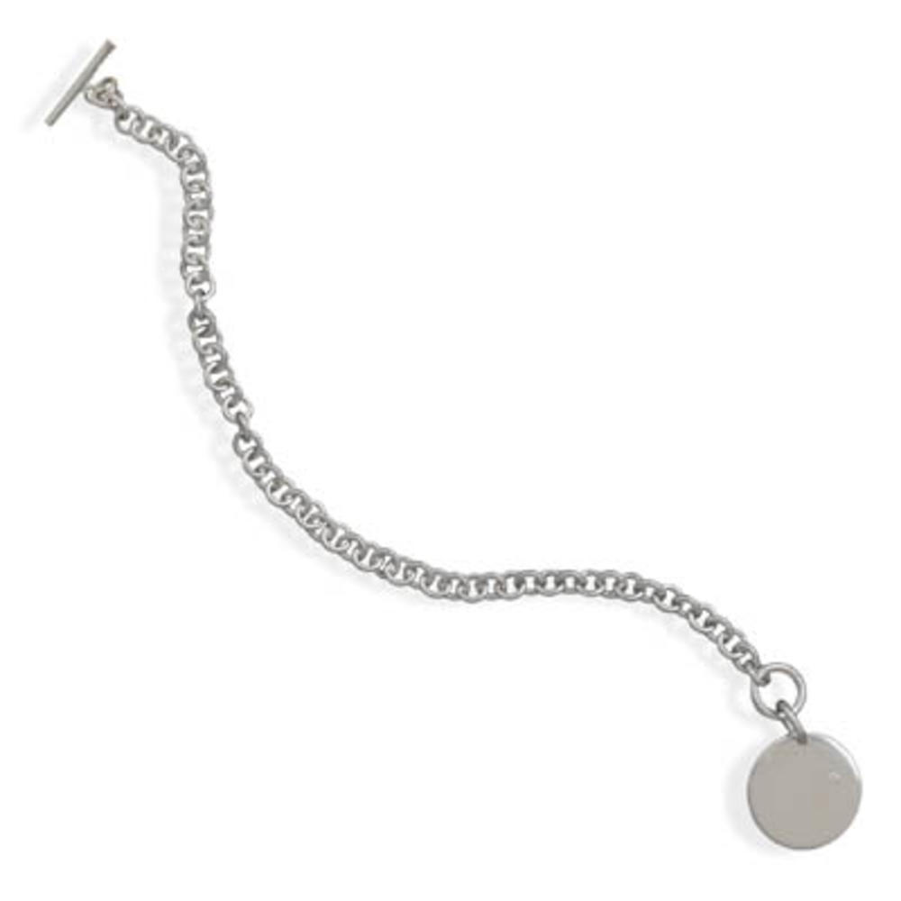 Jewelryweb 7.5 Inch Rhodium Plated Toggle Bracelet With Diamond