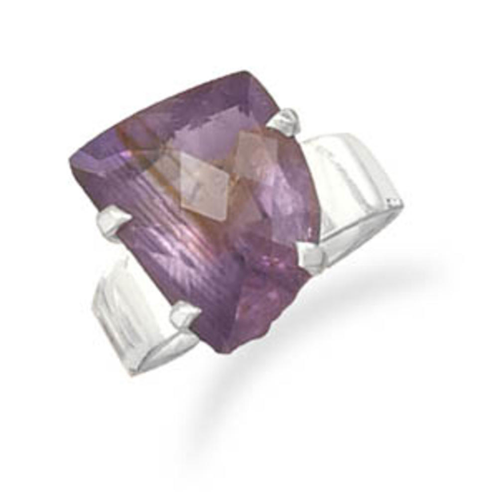 Jewelryweb Sterling Silver Freeform Faceted Amethyst Ring - Size 6
