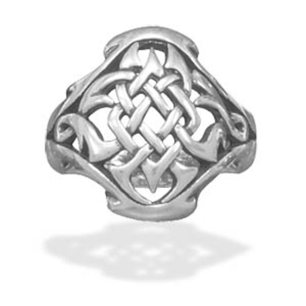 Jewelryweb Oxidized Sterling Silver Celtic Design Ring The Design Area Of 20.5mm - Size 12